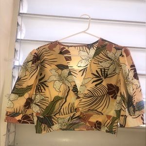 Leaf and flower print shirt and skirt set. NEVER WORN